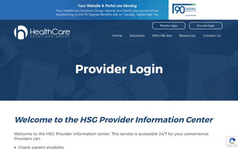 Provider Login – HSG - HealthCare Solutions Group