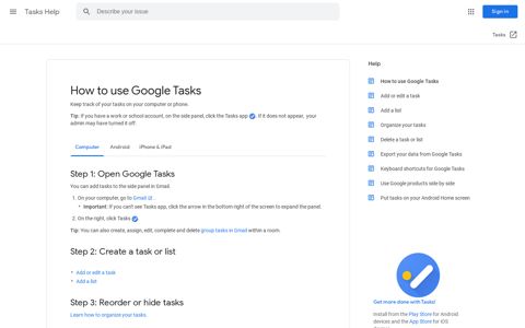 How to use Google Tasks - Computer - Tasks Help
