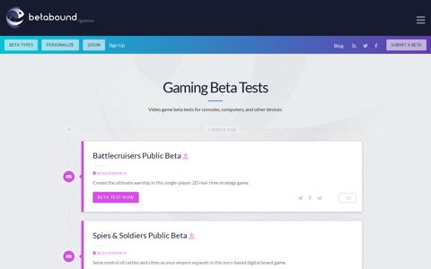 Video Game Beta Test Opportunities from Betabound