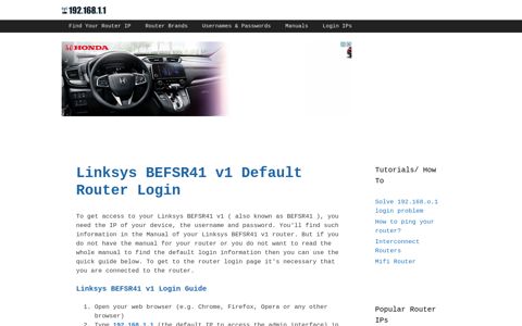 Linksys BEFSR41 v1 - Default login IP, default username ...