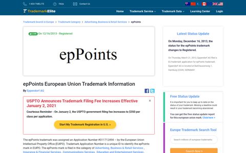 epPoints Trademark of Eppendorf AG. Application Number ...