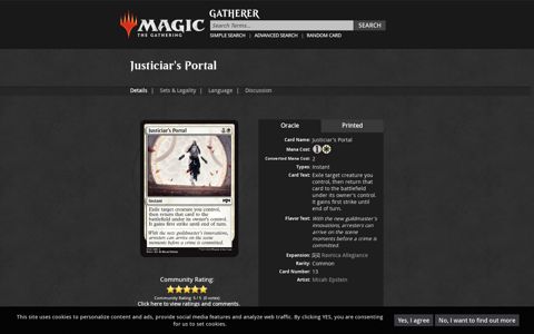 Justiciar's Portal (Ravnica Allegiance) - Magic: The Gathering