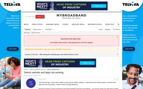 Telkom website and apps not working | MyBroadband Forum