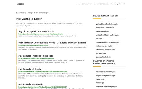 Hai Zambia Login | Allgemeine Informationen zur Anmeldung