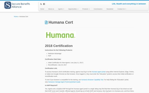 Humana Cert - Secure Benefits Alliance