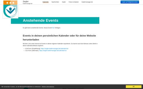 Anstehende Events - Segler Kadermanager.de