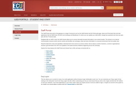 Staff Portal : Web Portals - ECU