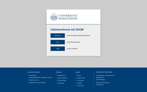 Universität Hohenheim: Zoom Videokonferenz