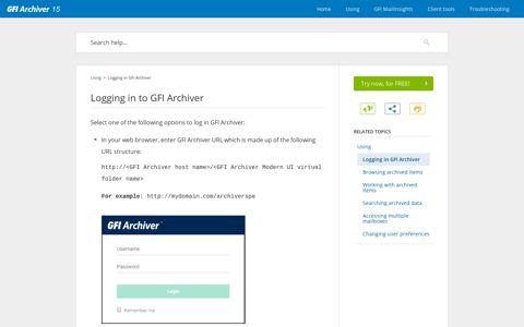 Logging in to GFI Archiver - GFI Software