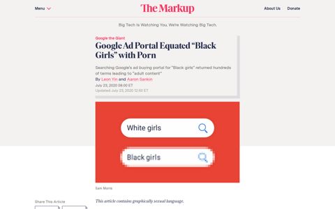 Google Ad Portal Equated “Black Girls” with Porn – The Markup