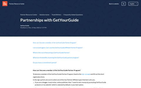 Partnerships with GetYourGuide : Partner Resource Center
