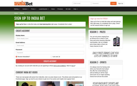 Sign up now - India Bet