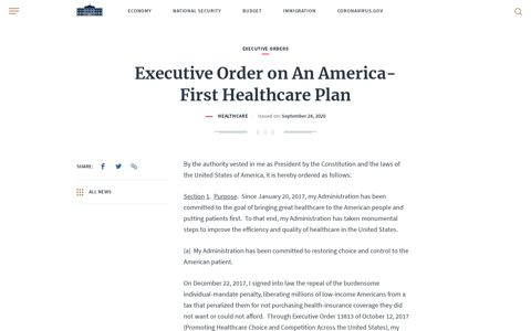 Executive Order on An America-First Healthcare Plan | The ...