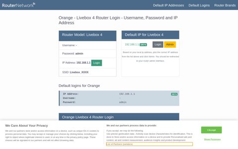 Orange - Livebox 4 Default Login and Password