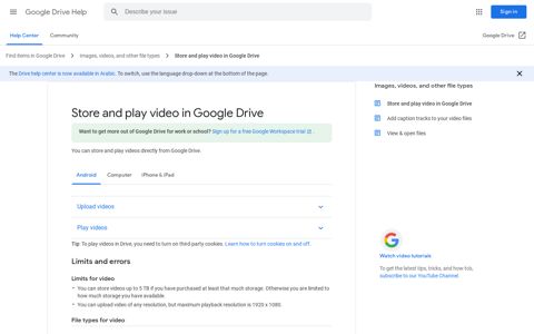Store and play video in Google Drive - Android - Google Drive ...