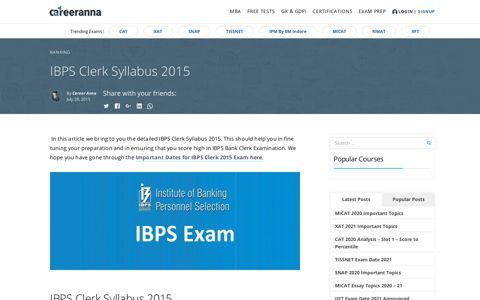 IBPS Clerk Syllabus 2015 - Career Anna