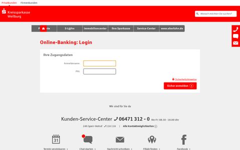 Online-Banking: Login - Kreissparkasse Weilburg