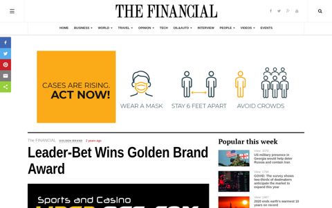 Leader-Bet Wins Golden Brand Award - The FINANCIAL