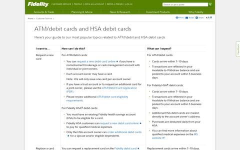 ATM/Debit Cards and HSA Debit Cards - Fidelity