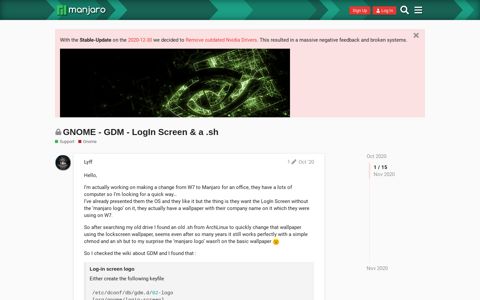 GNOME - GDM - LogIn Screen & a .sh - Manjaro Linux Forum