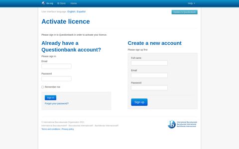 Activate licence - IB Questionbank - International Baccalaureate