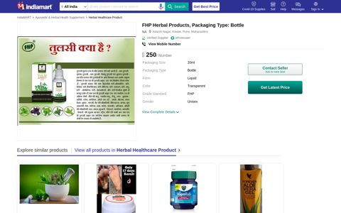 FHP Herbal Products, Packaging Type: Bottle, Rs 250 ...