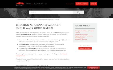 Creating an ArenaNet Account (Guild Wars, Guild Wars 2 ...