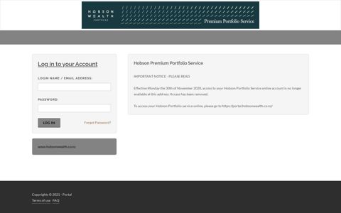 Hobson Portfolio Service - Portfolio Portal