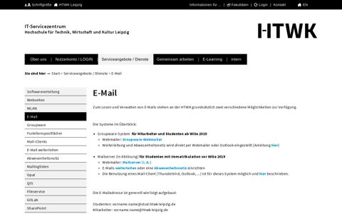 HTWK Leipzig ITSZ - IT-Servicezentrum E-Mail