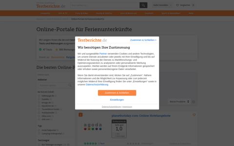 Online-Portale für Ferienunterkünfte Test | Testberichte.de
