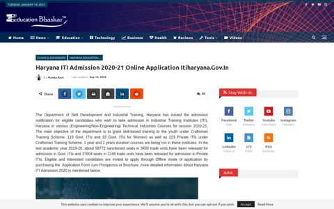 Haryana ITI Admission 2020-21 Online Application itiharyana ...