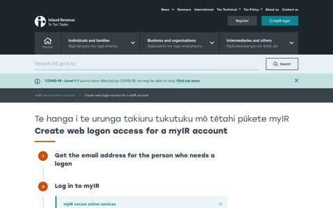 Create web logon access for a myIR account - Inland Revenue