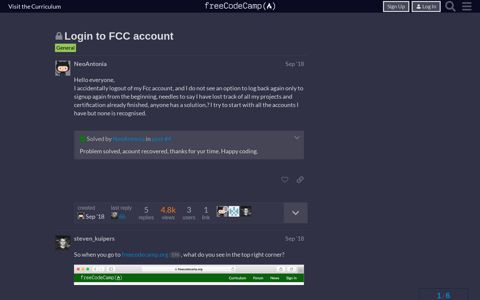 Login to FCC account - The freeCodeCamp Forum
