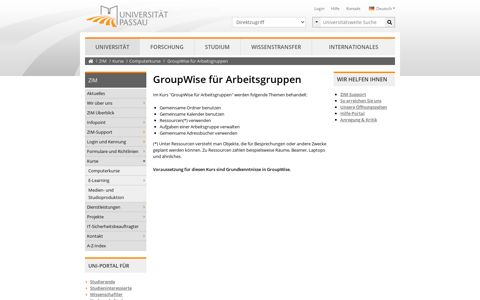 GroupWise für Arbeitsgruppen - Universität Passau