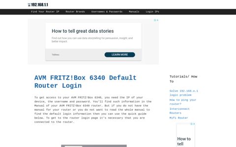 AVM FRITZ!Box 6340 - Default login IP, default username ...