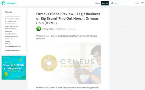 Ormeus Global Review – Legit Business or Big Scam? Find ...