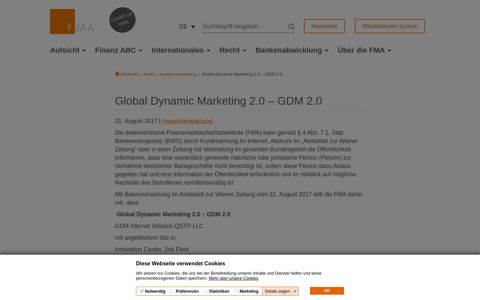 Global Dynamic Marketing 2.0 – GDM 2.0 | FMA Österreich