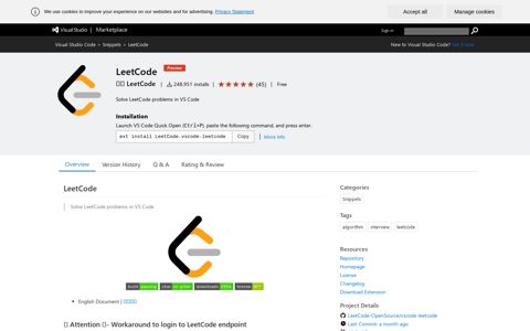 LeetCode - Visual Studio Marketplace