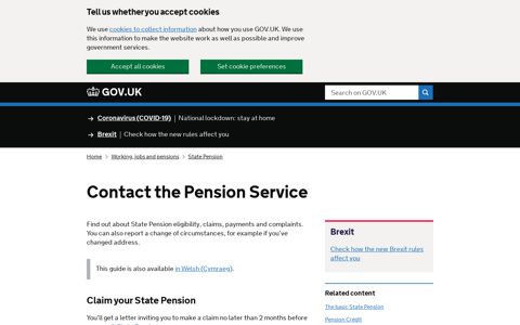 Contact the Pension Service - GOV.UK