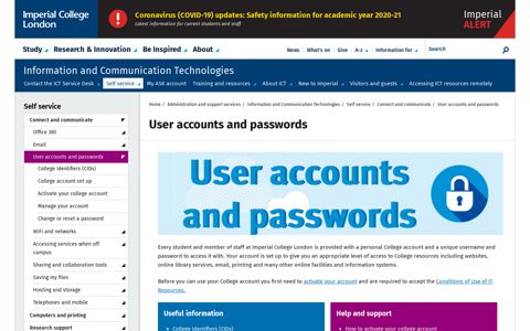 User accounts and passwords - Imperial College London