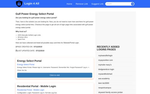 gulf power energy select portal - Official Login Page [100 ...