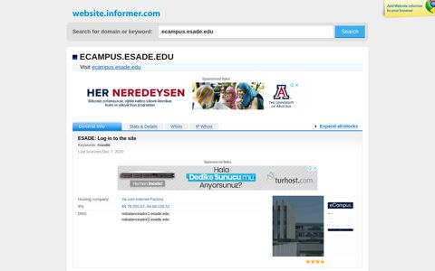 ecampus.esade.edu at WI. ESADE: Log in to the site