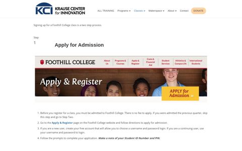 Foothill Class Registration | Krause Center for Innovation
