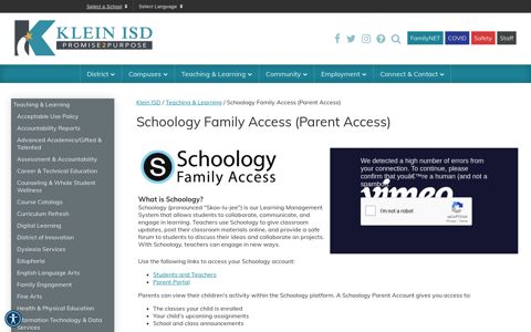 Schoology Family Access (Parent Access) - Klein ISD