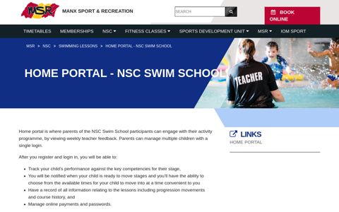 Home Portal for NSC Swim School - Manx Sport and Recreation