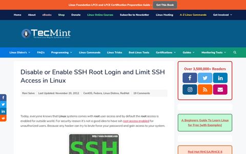 Disable or Enable SSH Root Login and Limit SSH Access in ...