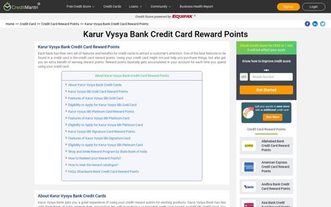 Karur Vysya Bank Credit Card Reward Points - CreditMantri