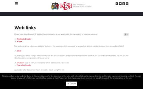 Web links - King Edward VI Sheldon Heath Academy