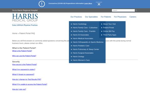 Patient Portal FAQ | Harris Medical Group