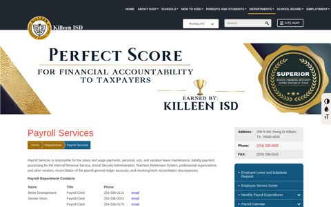 Payroll Services | KISD - Killeen ISD